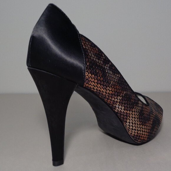 Style & Co. Size 8 M / NAVEAH / Black / Sequin / Satin Heels New Women's Shoes - Picture 4 of 16